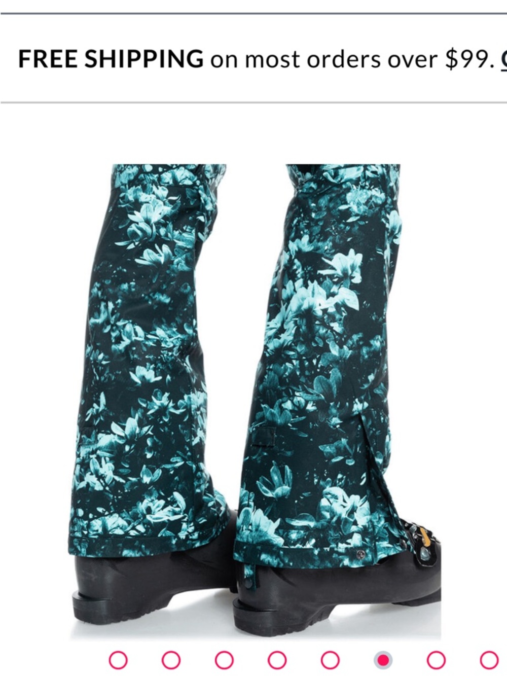 Roxy Nadia Printed Flower Women's Snowboard Pants - True Black Akio, Size Large - Picture 4 of 15